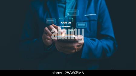 ai technology concept, artificial intelligence tool, automation data analyst using technology AI system, new tech artificial intelligence command prom Stock Photo