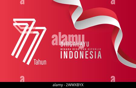 Translation : Happy Independence Day of Indonesia Vector Illustration. Suitable for Template Poster Banner Design. Stock Vector