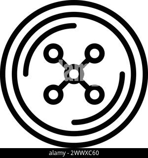 Fabric button icon outline vector. Round cloth detail. Tailoring fastener item Stock Vector