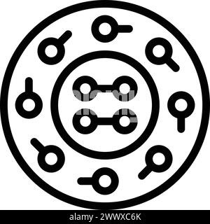 Button stitch icon outline vector. Shirt circle detail. Round fastening item Stock Vector