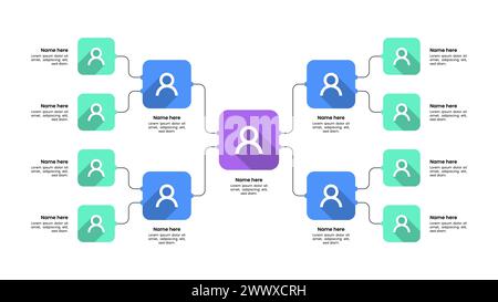Infographic template. Organization chart with business avatar icons. Vector illustration Stock Vector