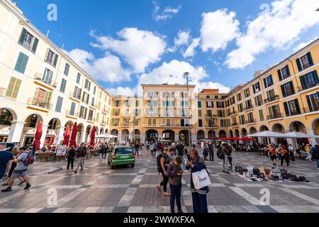 Palma de Mallorca, Spain - October 30 2023: crowded beautiful square in Palma de Mallorca, Spain Stock Photo