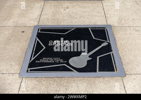 Nashville, TN - March 15, 2024: Garth Brooks star on the Music City Walk of Fame in Nashville, TN Stock Photo