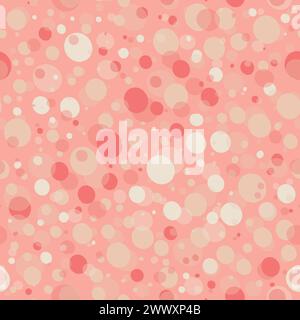 Vector seamless background pink dotted pattern. Simple whimsical minimal earthy 2 tone color texture with overlapping dots. Kids nursery wallpaper or Stock Vector