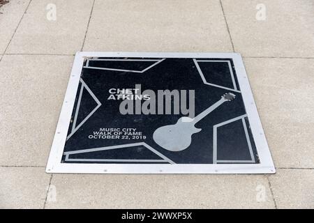 Nashville, TN - March 15, 2024: Chet Atkins star on the Music City Walk of Fame in Nashville, TN Stock Photo