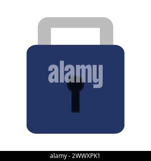 Flat Style Blue Closed Lock Icon Stock Vector