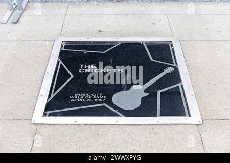 Nashville, TN - March 15, 2024: The Crickets star on the Music City Walk of Fame in Nashville, TN Stock Photo