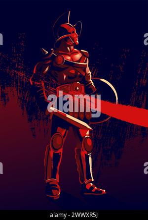 Gladiator Power Glory Blood Winner Hero vector cartoon illustration ...