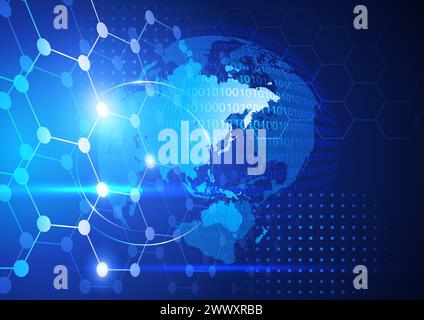 Futuristic abstract vector background of connected lines and dots, for technology, digital, internet connection and blockchain theme Stock Vector