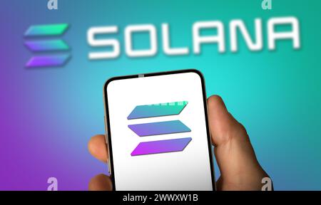 Solana blockchain platform cryptocurrency Stock Photo