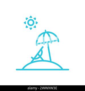 Vacation time on island icon. Isolated on white background, From blue icon set. Stock Vector