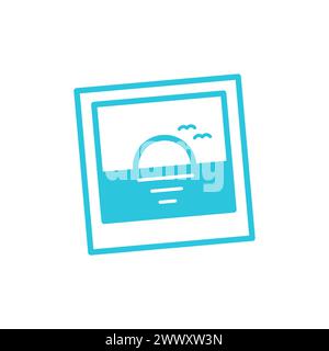 Photo, summer glimps, sun and sea icon, From blue icon set. Stock Vector