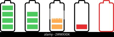 Set of battery icons as indicator of charging level Stock Vector