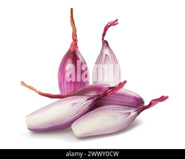 Red onions group  isolated on white background Stock Photo