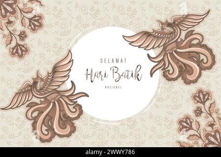 Traditional Batik Pattern from Indonesia Vector Illustration. Batik Motifs Cloth. Batik National Day Design for Poster Banner Template Flyer. Stock Vector