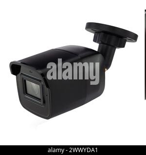 Black Security Surveillance Camera Isolated. Stock Photo