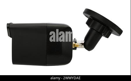 Black Wireless Outdoor Security Camera. Side shot Stock Photo