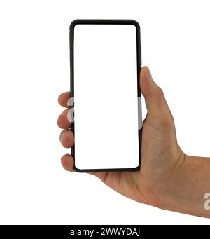 Hand Holding Smartphone with Blank Screen Stock Photo