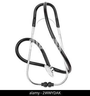 Black Stethoscope on White Background. Stock Photo