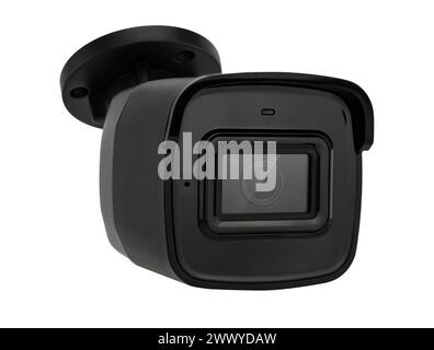 Modern Black Security Camera Isolated Stock Photo