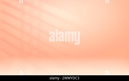 Pink color studio background. Abstract beige empty room with soft light for product. Simple peach backdrop. Line horizon. Gradient honey background Stock Vector
