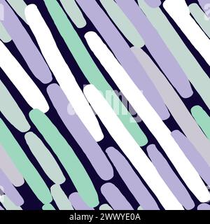 Various diagonal lines and stripes. Doodle thick strokes. Set of three colorful abstract seamless patterns. Hand drawn vector illustrations Abstract c Stock Vector