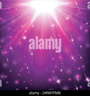 Violet lights shining with flying particles, Vector Illustration Stock Vector