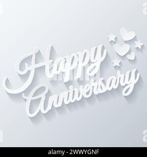 Happy Anniversary Greeting Card Paper Cut, Vector Illustration Stock Vector