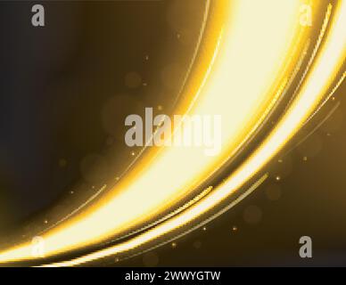 Golden Magic Color Light Curved Lines, Vector Illustration Stock Vector