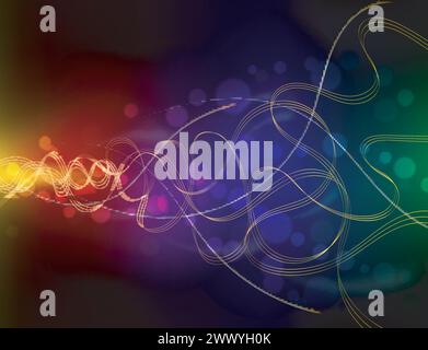 Neon light curves glowing on rainbow colored background, Vector Illustration Stock Vector