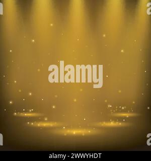 Gold Spotlights Shining With Sparkles, Vector Illustration Stock Vector