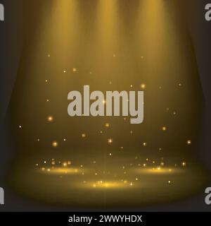 Golden spotlights shining with sparkles, Vector Illustration Stock Vector