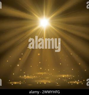 Gold Spotlights Shining With Sparkles, Vector Illustration Stock Vector