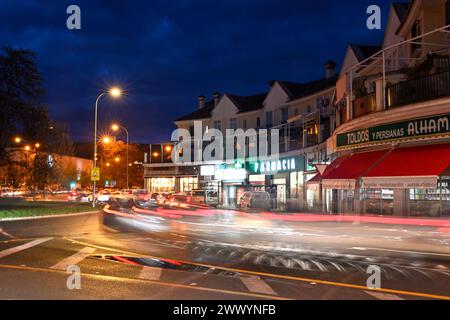 Roundabout at night in Granada, Spain Stock Photo