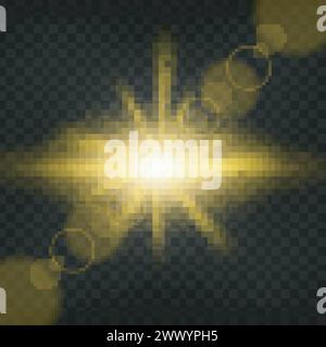 Gold Light Shining On Transparent Background, Vector Illustration Stock Vector
