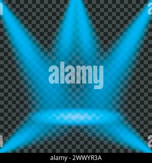 Blue Spotlights Shining On Transparent Background, Vector Illustration ...