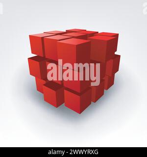 Abstract Red Cube, Vector Illustration Stock Vector