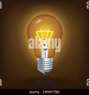 Incandescent Energy Saving Light Bulb Illuminated, Vector Illustration Stock Vector