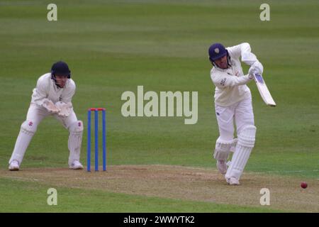 Chester le Street, 26 March 2024. Paul Coughlin batting for Durham Cricket against Durham UCCE in a pre seasom match at Seat Unique Riverside. Credit: Colin Edwards/Alamy Live News Stock Photo