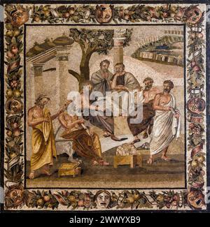 Mosaic from Pompeii depicting the Academy of Plato Stock Photo