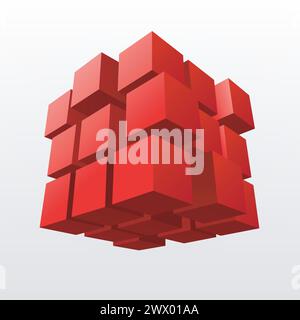 Abstract Red Cube, Vector Illustration Stock Vector