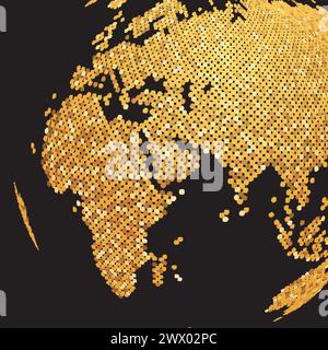 Dotted Golden Globe Background, Vector Illustration Stock Vector