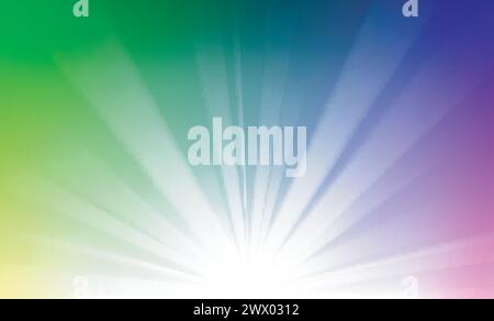 Colorful Rays Rising From Horizon Background, Vector Illustration Stock Vector