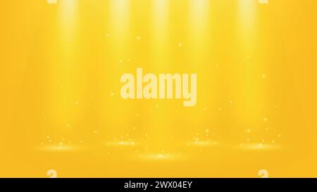 Gold Spotlights Shining With Sparkles 16:9 Aspect Ratio, Vector Illustration Stock Vector