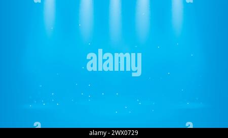 Blue Spotlights Shining With Sparkles 16:9 Aspect Ratio In Clipping Mask, Vector Illustration Stock Vector