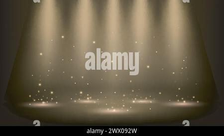 Spotlights Shining With Sparkles 16:9 Aspect Ratio, Vector Illustration Stock Vector
