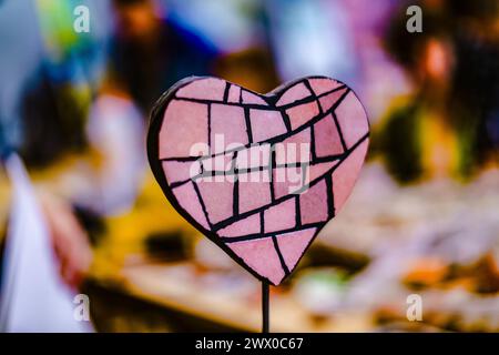 Pink heart shaped mosaic. Stock Photo