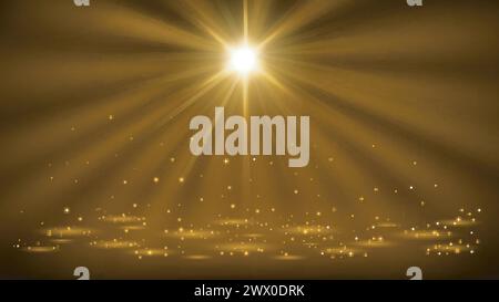 Spotlights Shining with Sparks, Widescreen Background, Vector Illustration Stock Vector