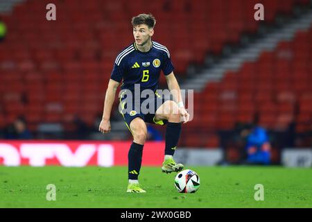 26th March 2024; Hampden Park, Glasgow, Scotland: International Football Friendly, Scotland versus Northern Ireland; Kieran Tierney of Scotland Stock Photo