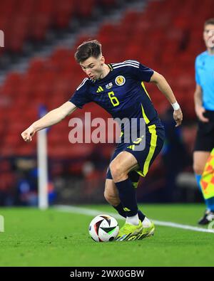 26th March 2024; Hampden Park, Glasgow, Scotland: International Football Friendly, Scotland versus Northern Ireland; Kieran Tierney of Scotland Stock Photo